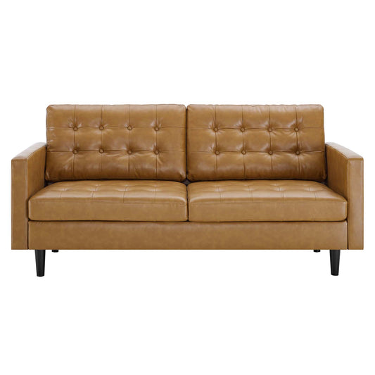 Exalt Tufted Vegan Leather Sofa in Tan by Modway
