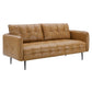 Cameron Tufted Vegan Leather Sofa Tan by Modway