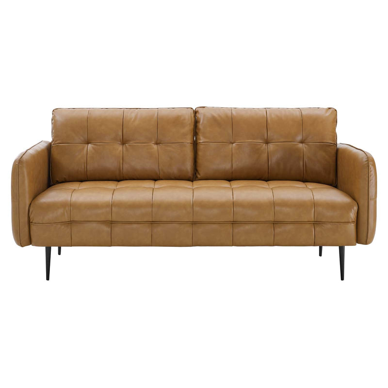 Cameron Tufted Vegan Leather Sofa Tan by Modway