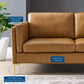 Kaiya Vegan Leather Sofa Tan by Modway