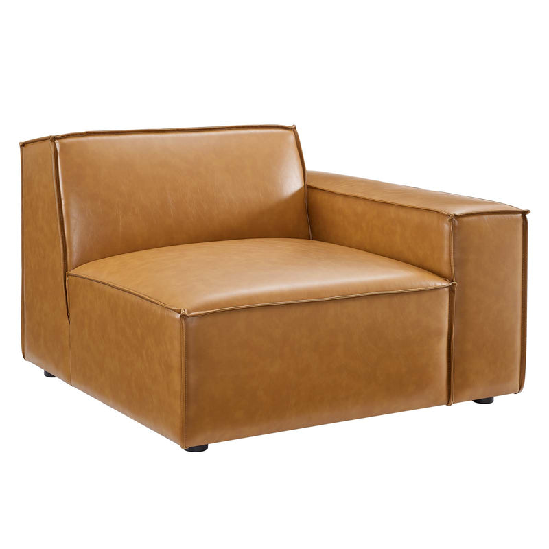 Restore Left-Arm Vegan Leather Sectional Sofa Chair Tan by Modway