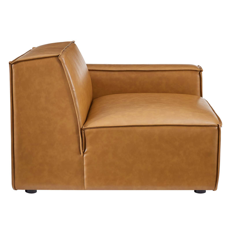 Restore Left-Arm Vegan Leather Sectional Sofa Chair Tan by Modway