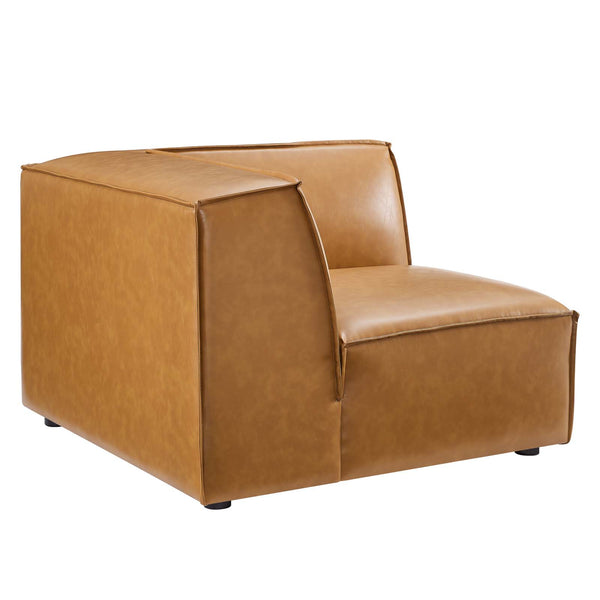 Restore Vegan Leather Sectional Sofa Corner Chair Tan by Modway