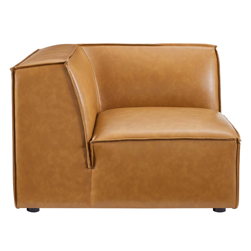 Restore Vegan Leather Sectional Sofa Corner Chair Tan by Modway