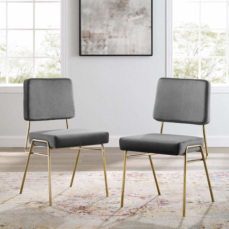 Craft Dining Side Chair Performance Velvet Set of 2 | Polyester by Modway