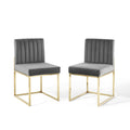 Carriage Dining Chair Performance Velvet Set of 2 | Polyester by Modway