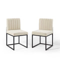 Carriage Dining Chair Upholstered Fabric Set of 2 | Polyester by Modway