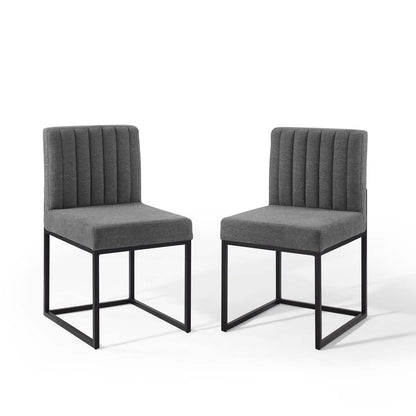 Carriage Dining Chair Upholstered Fabric Set of 2 | Polyester by Modway