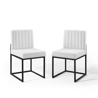 Carriage Dining Chair Upholstered Fabric Set of 2 | Polyester by Modway