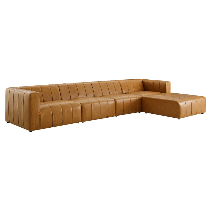 Bartlett Vegan Leather 5Piece Sectional Sofa Tan by Modway