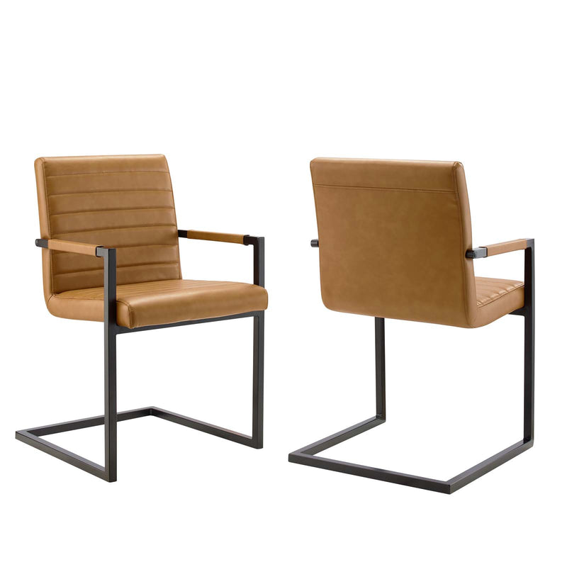 Savoy Vegan Leather Dining Chairs - Set of 2 Tan by Modway