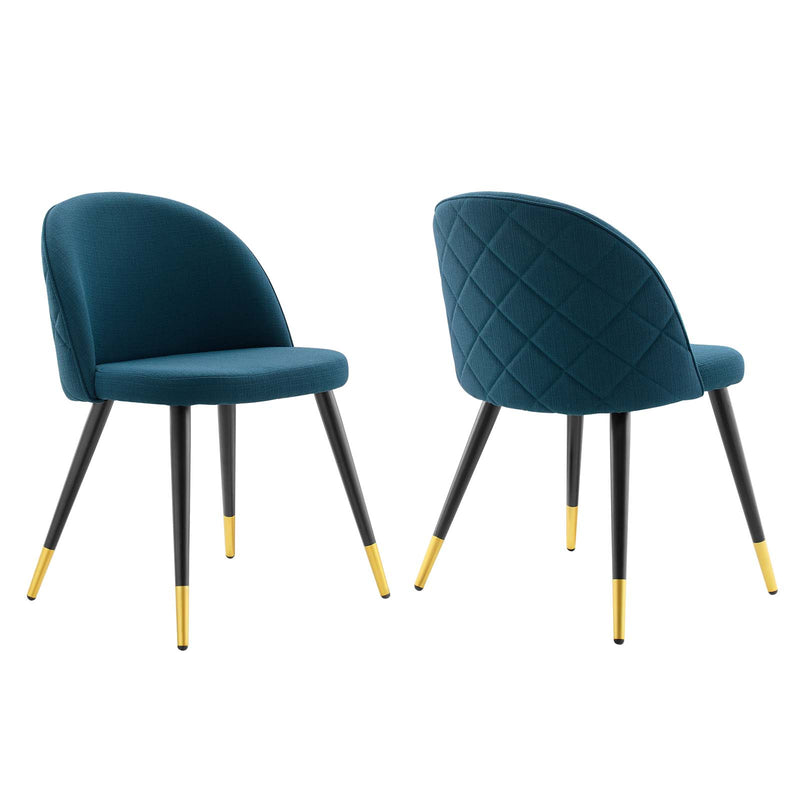 Cordial Upholstered Fabric Dining Chairs - Set of 2 Azure | Polyester by Modway