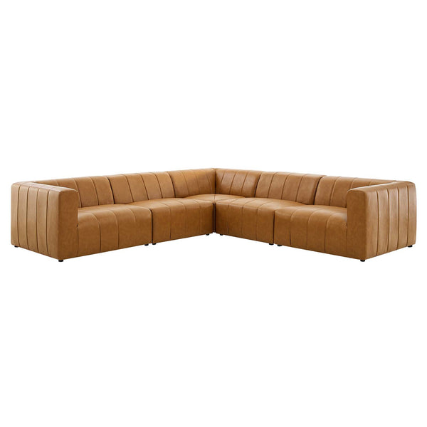 Bartlett Vegan Leather 5Piece Sectional Sofa Tan by Modway