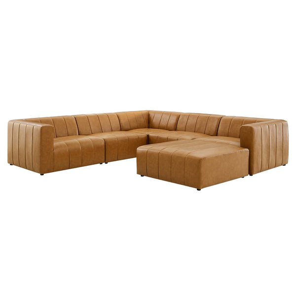 Bartlett Vegan Leather 6Piece Sectional Sofa Tan by Modway