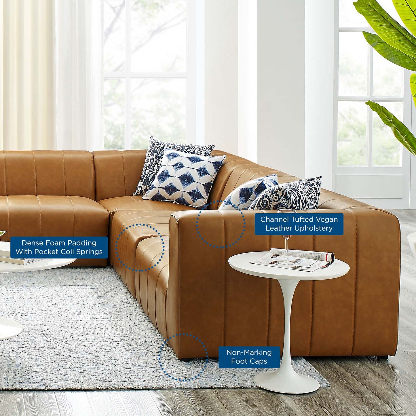 Bartlett Vegan Leather 8Piece Sectional Sofa Tan by Modway