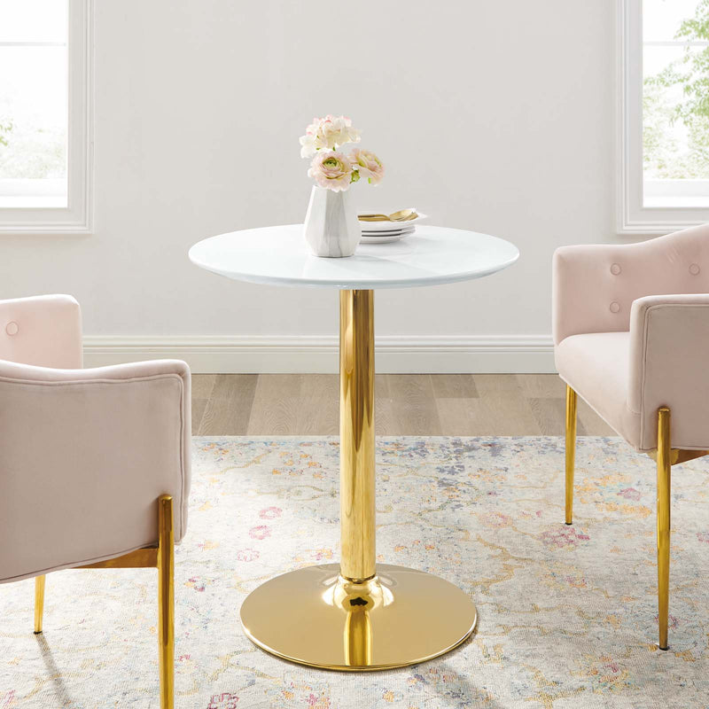 Verne 28" Dining Table in Gold White by Modway