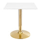 Verne 28" Square Dining Table in Gold White by Modway