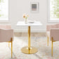 Verne 28" Square Dining Table in Gold White by Modway