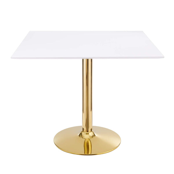 Verne 35" Square Dining Table in Gold White by Modway