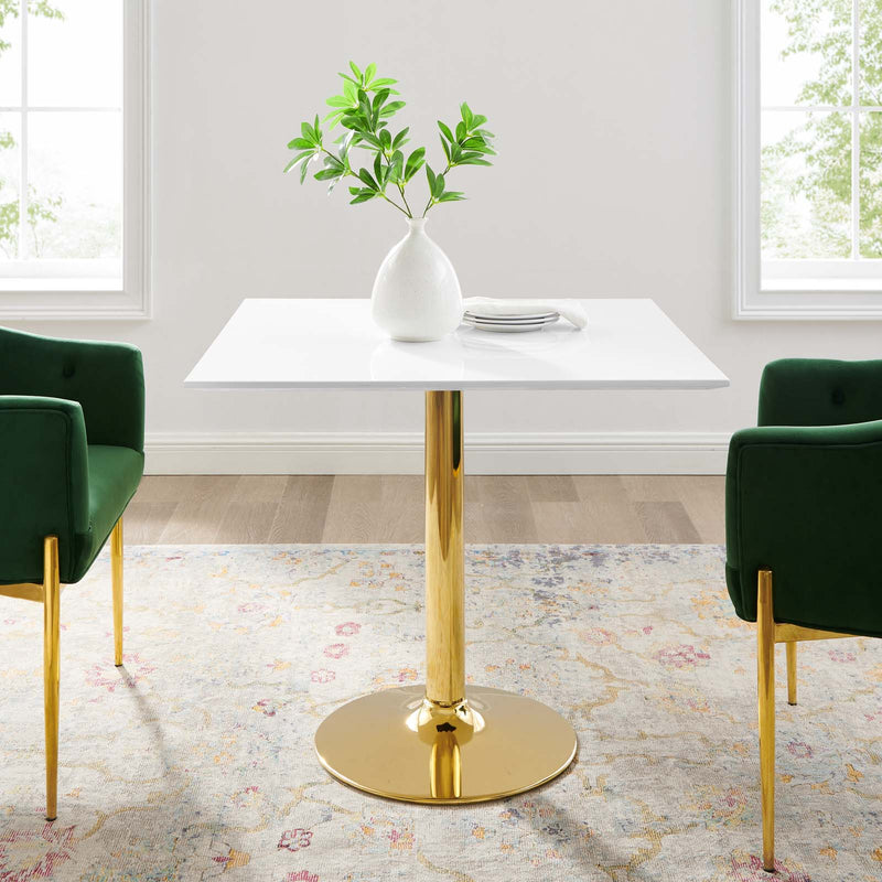 Verne 35" Square Dining Table in Gold White by Modway