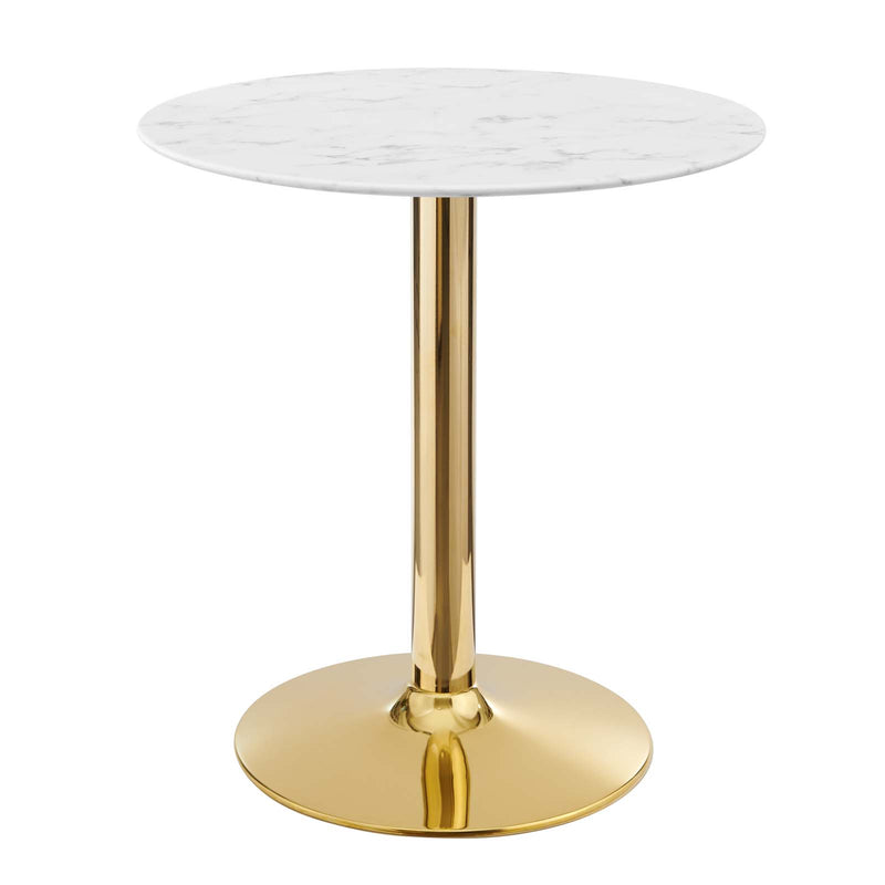 Verne 28" Artificial Marble Dining Table in Gold White by Modway