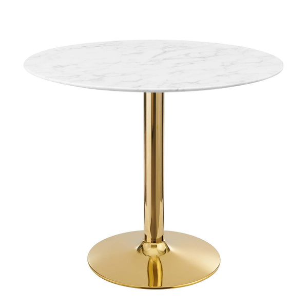 Verne 35" Artificial Marble Dining Table in White by Modway