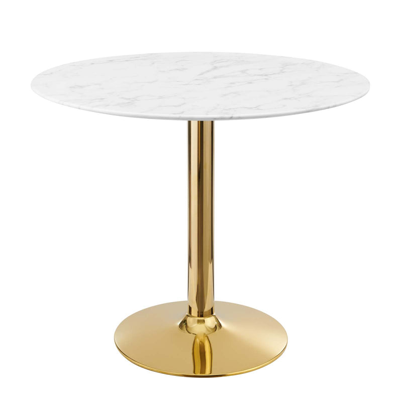 Verne 35" Artificial Marble Dining Table in White by Modway