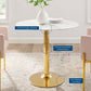 Verne 35" Artificial Marble Dining Table in White by Modway