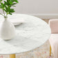 Verne 35" Artificial Marble Dining Table in White by Modway