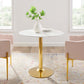 Verne 35" Artificial Marble Dining Table in White by Modway