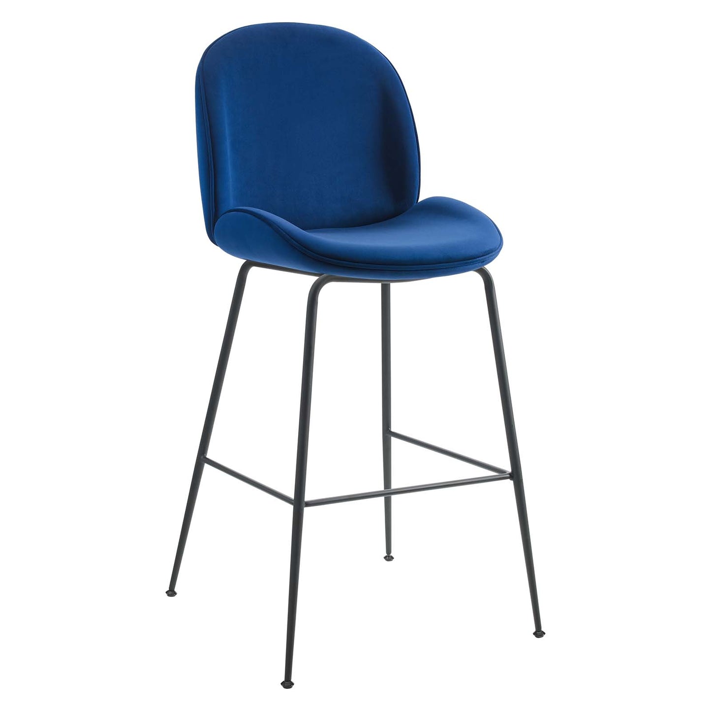 Scoop Black Powder Coated Steel Leg Performance Velvet Bar Stool by Modway