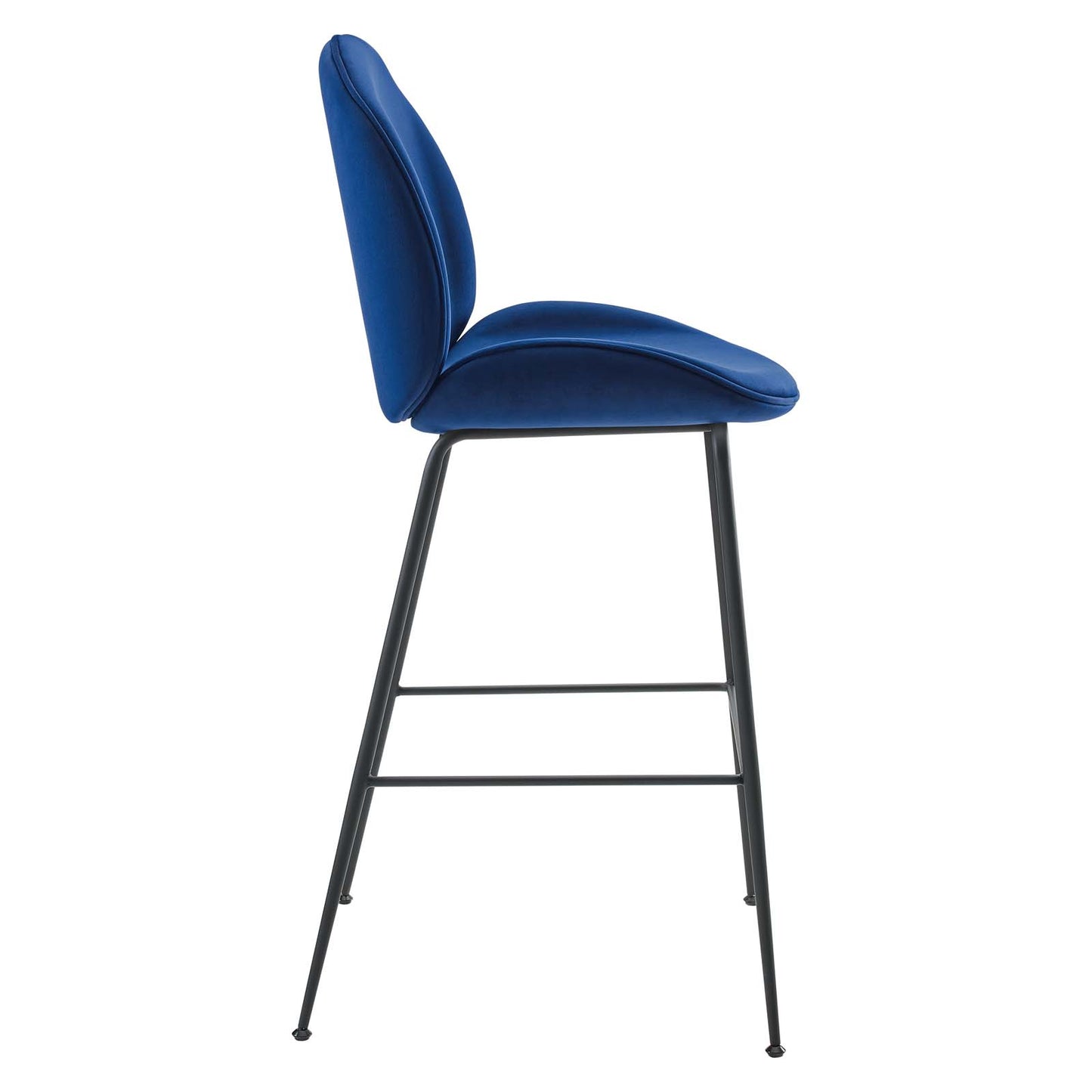 Scoop Black Powder Coated Steel Leg Performance Velvet Bar Stool by Modway