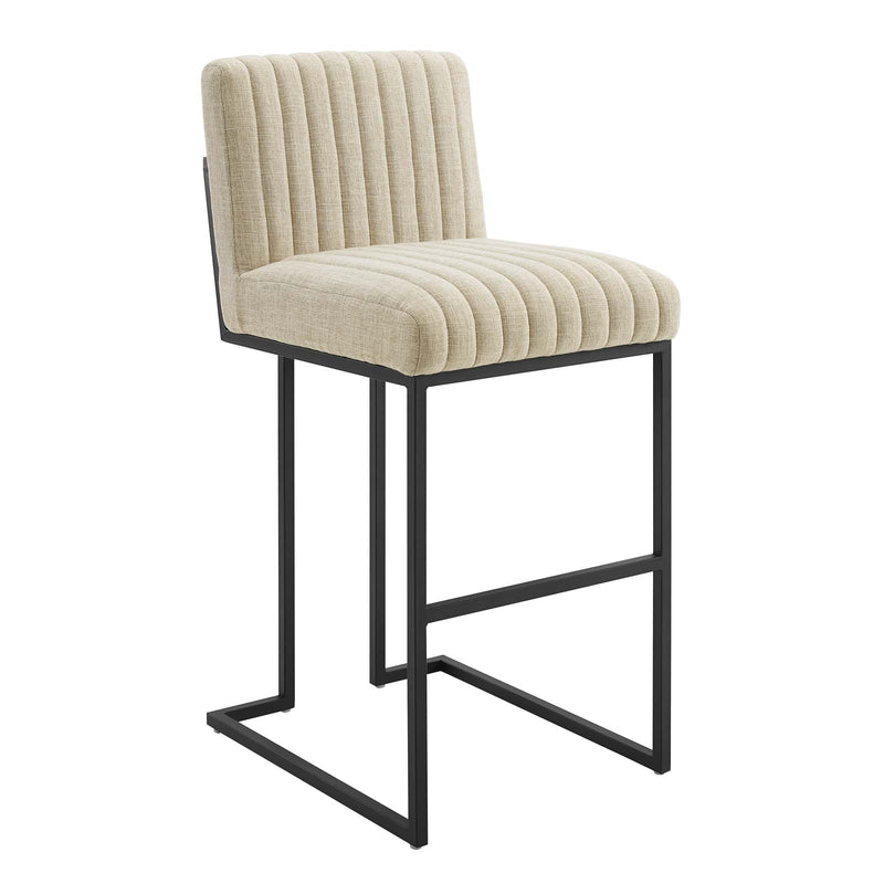 Indulge Channel Tufted Fabric Bar Stool Beige | Polyester by Modway