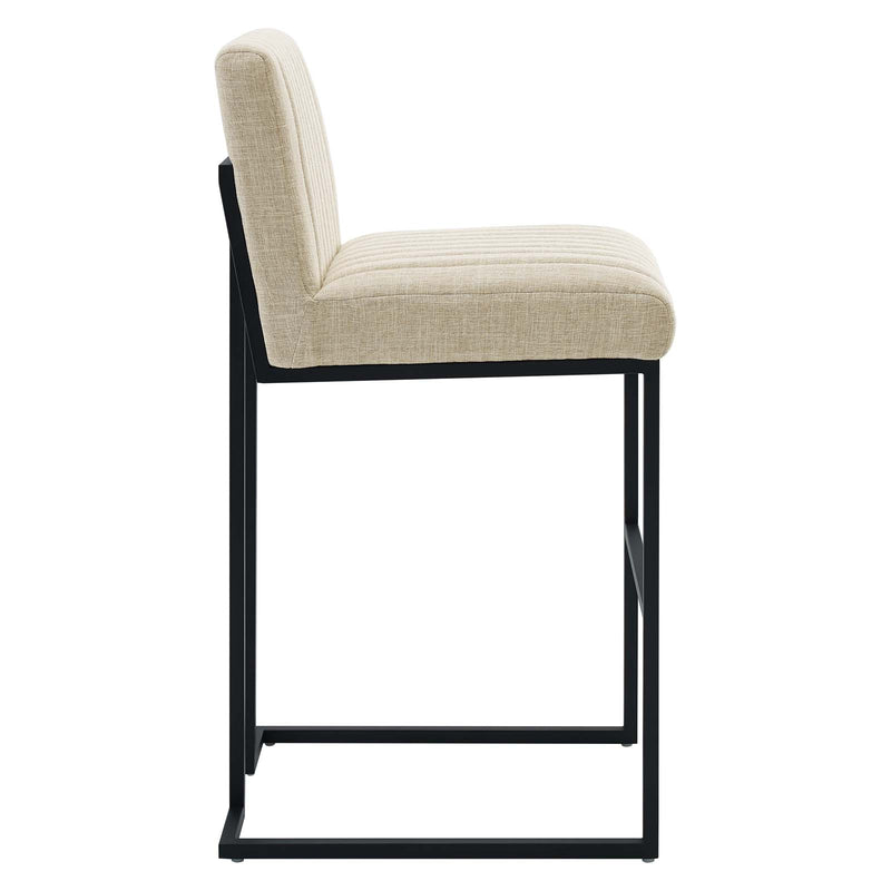 Indulge Channel Tufted Fabric Bar Stool Beige | Polyester by Modway