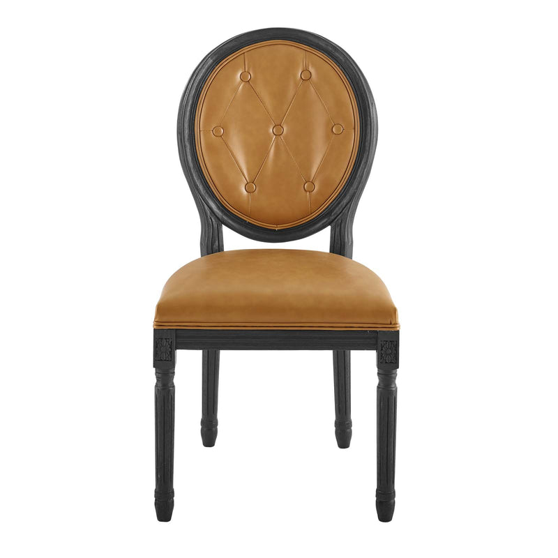 Arise Vintage French Vegan Leather Dining Side Chair in Black Tan by Modway