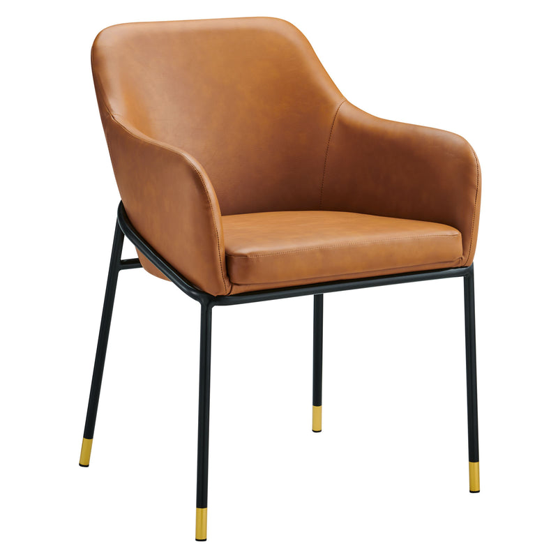 Jovi Vegan Leather Dining Chair in Black Tan by Modway