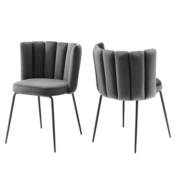 Virtue Performance Velvet Dining Chair Set of 2 by Modway