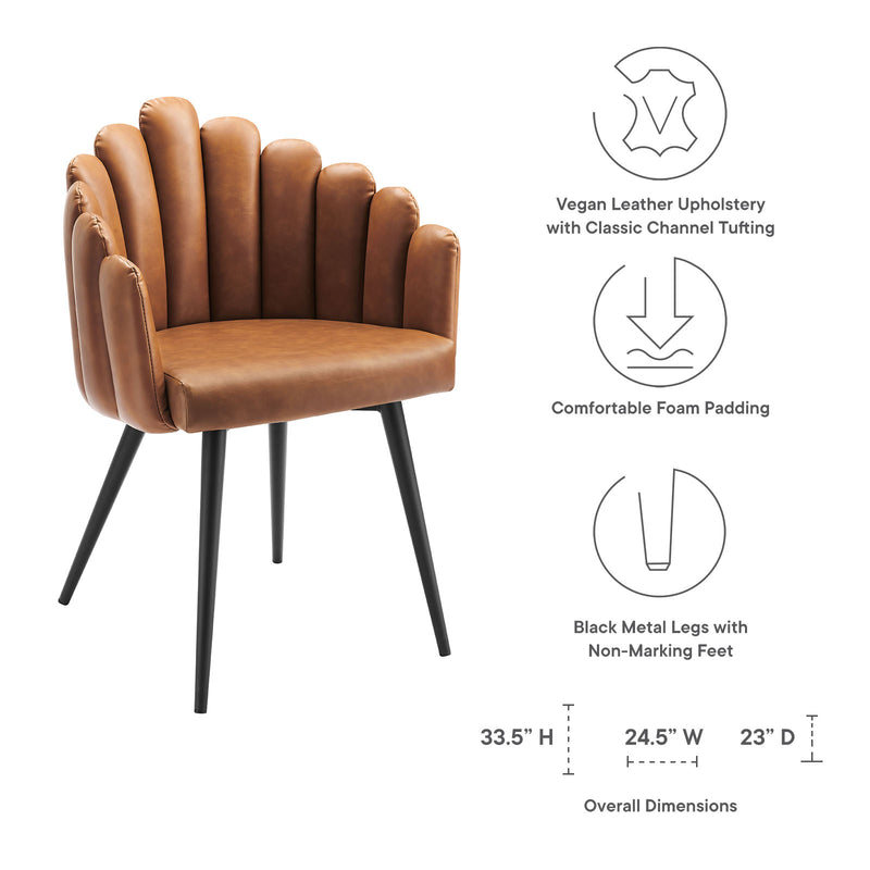 Vanguard Vegan Leather Dining Chair in Black Tan by Modway