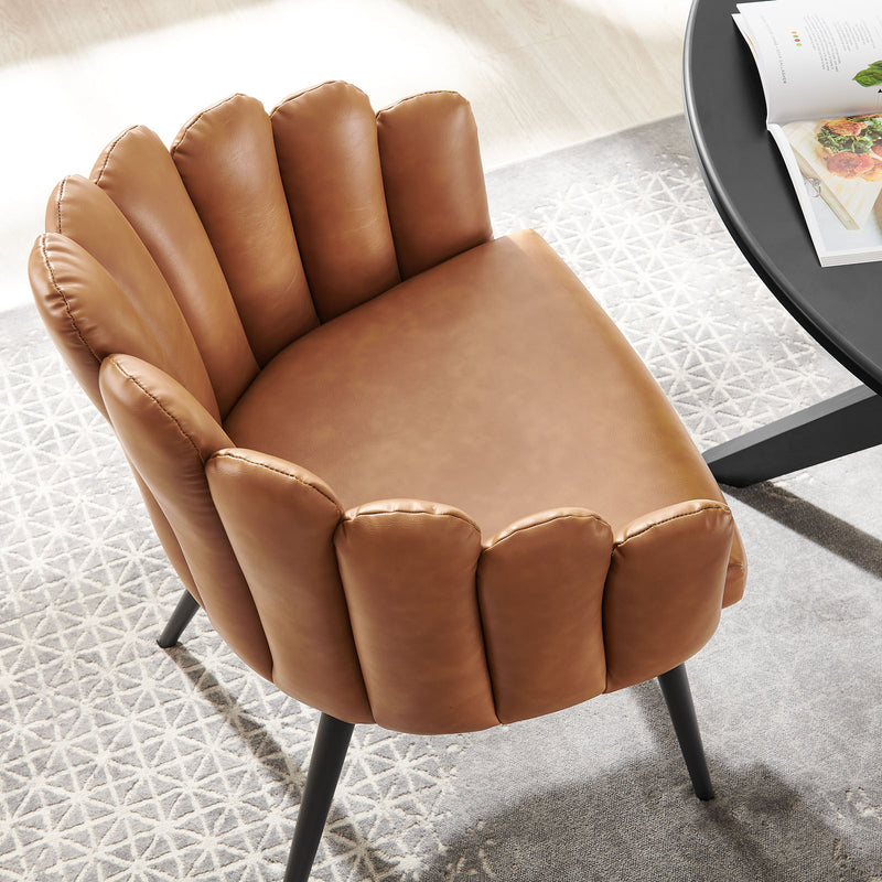 Vanguard Vegan Leather Dining Chair in Black Tan by Modway