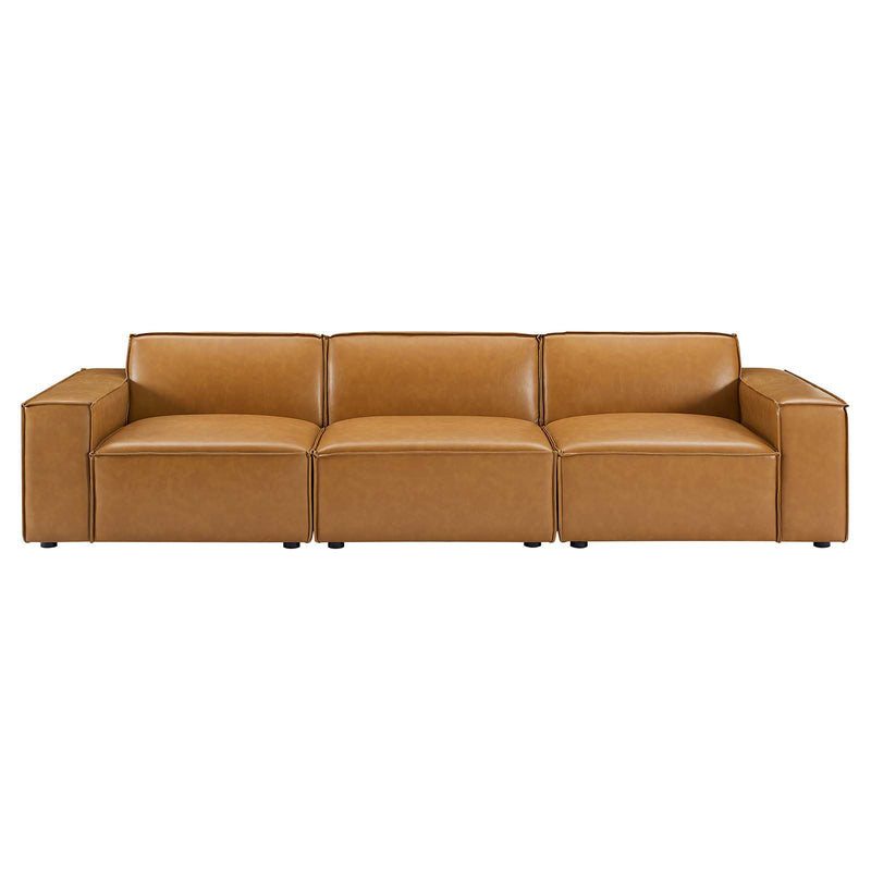 Restore Vegan Leather 3 Pieces Sofa in Tan by Modway