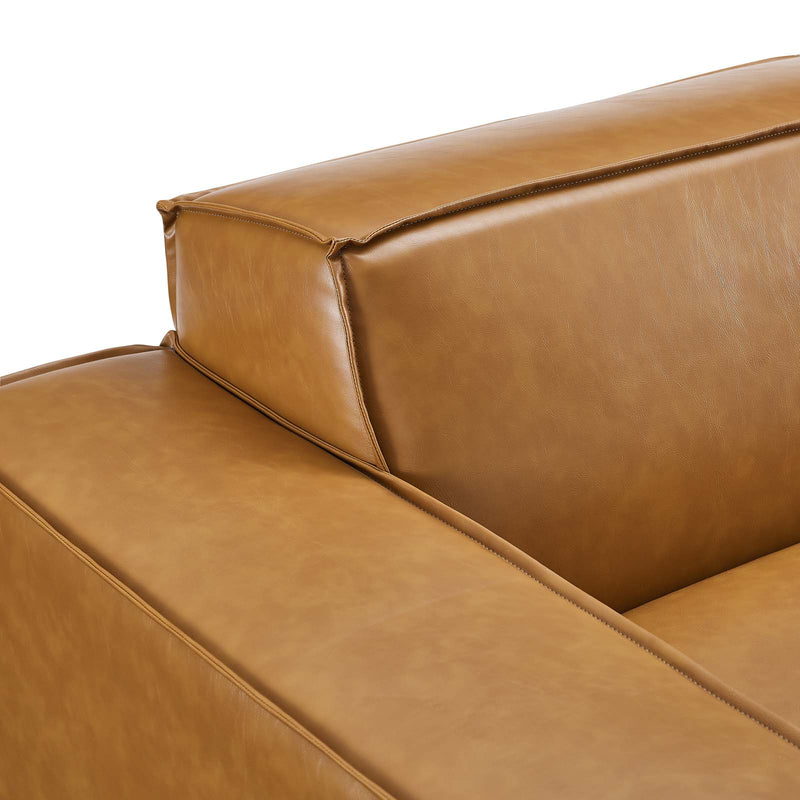 Restore 5 Pieces Vegan Leather Sectional Sofa in Tan by Modway
