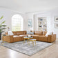 Restore 5-Piece Vegan Leather Sectional Sofa in Tan by Modway