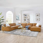 Restore 7 Pieces Vegan Leather Sectional Sofa in Tan by Modway
