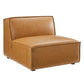 Restore 7 Pieces Vegan Leather Sectional Sofa in Tan by Modway