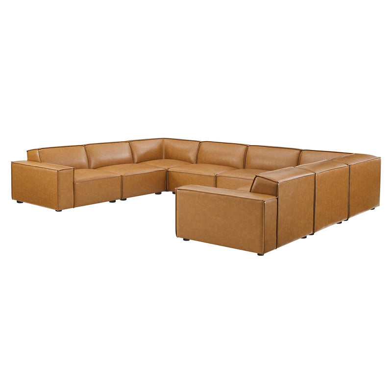 Restore 8 Pieces Vegan Leather Sectional Sofa in Tan by Modway