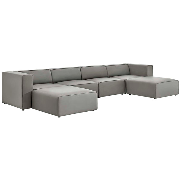 Mingle Vegan Leather 4-Piece Sofa and 2 Ottomans Set by Modway