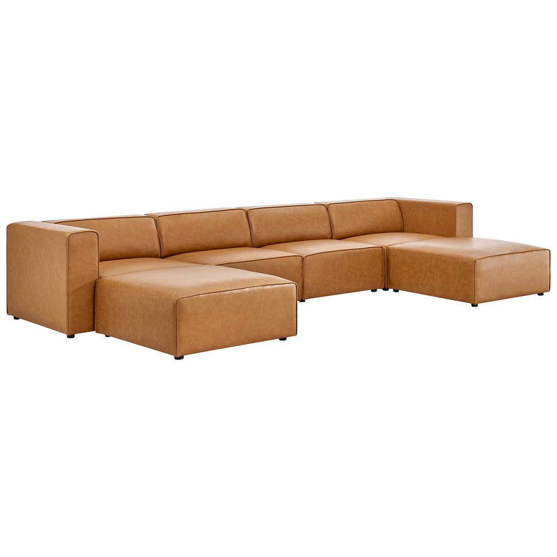 Mingle Vegan Leather 4-Piece Sofa and 2 Ottomans Set by Modway