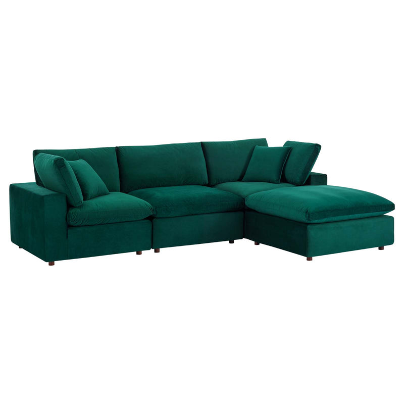 Commix Down Filled Overstuffed Performance Velvet 4-Piece Sectional Sofa by Modway