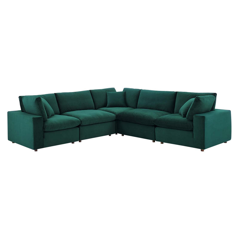 Commix Down Filled Overstuffed Performance Velvet 5-Piece Sectional Sofa by Modway