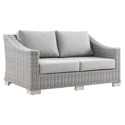 Conway Outdoor Patio Wicker Rattan Loveseat | Polyester by Modway